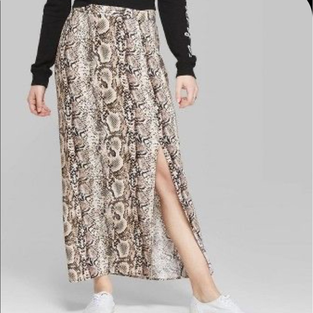 Wild Fable Snake Print Midi Skirt